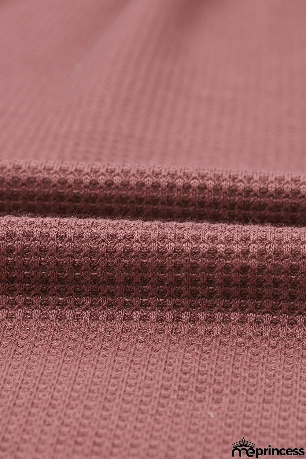 Scoop Neck Puff Sleeve Waffle Knit Top