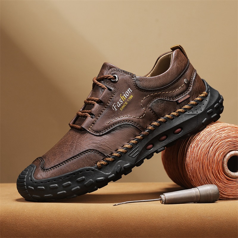 Arkget Shoes | Men's Leather Hand-Stitched Non-Slip Outdoor Walking Lace-Up Shoes