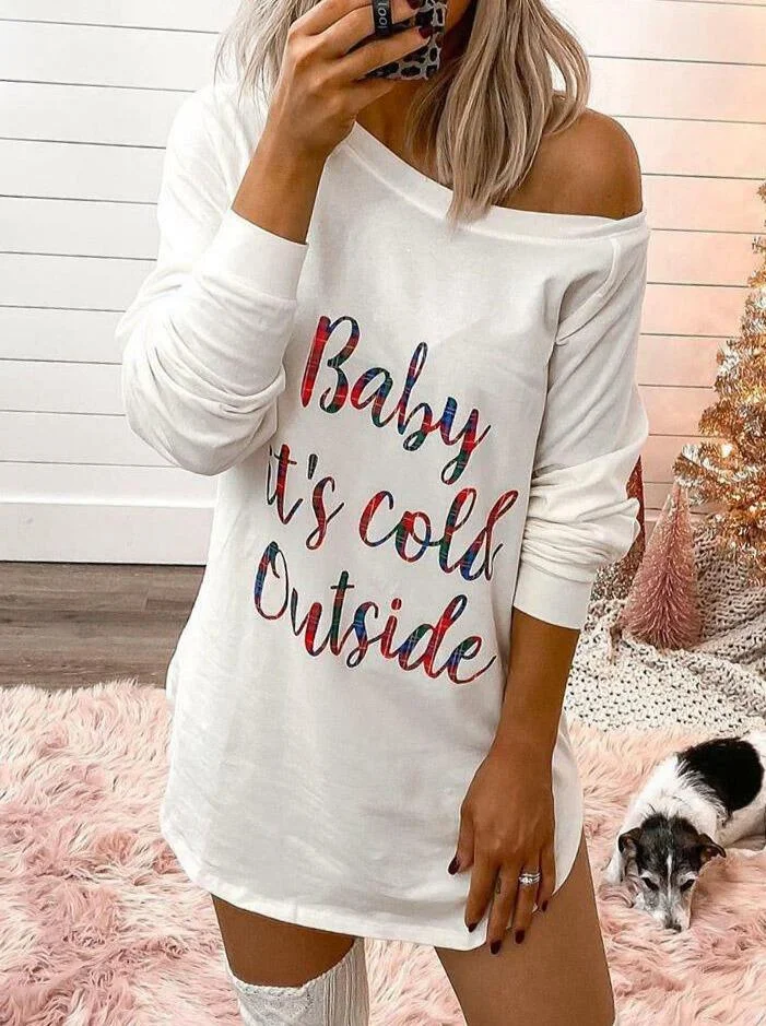 Baby It's Cold Outside Mini Dress Women's Casual Dress