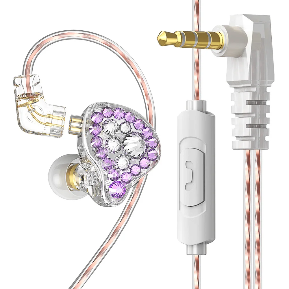 Girls' Diamond Embedded HiFi Ear Loop 3.5mm Earphones
