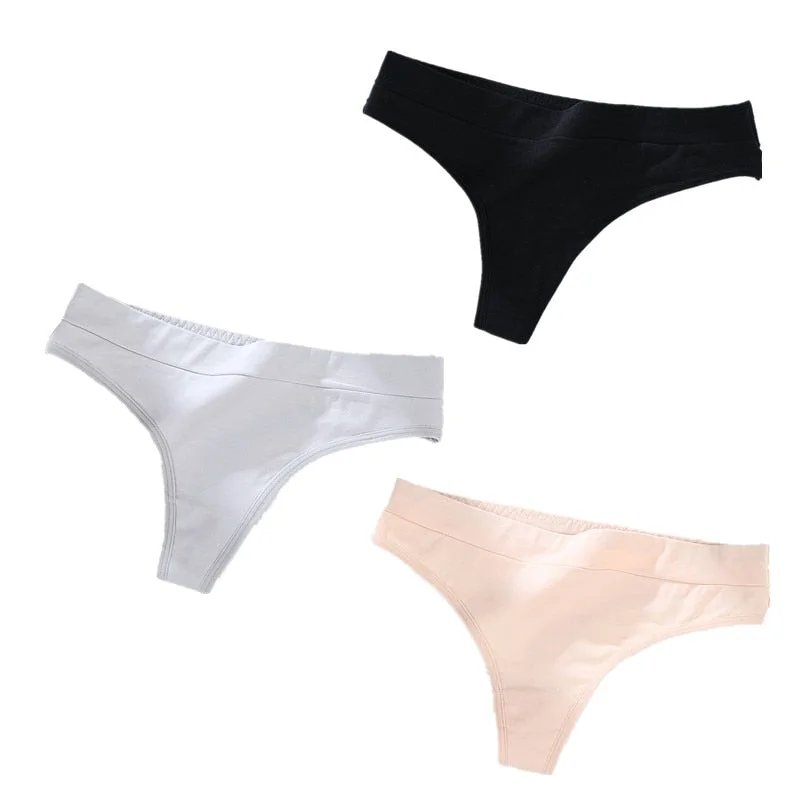 3Pcs/Lot Women's Cotton Thong Panties String Underwear Women Briefs Sexy Lingerie Pants Intimate Ladies Low-Rise G-String