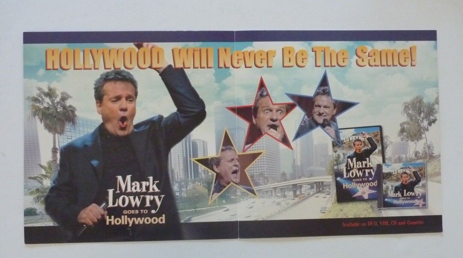 Mark Lowry Goes Hollywood LP Record Photo Poster painting Flat 12x24 Poster