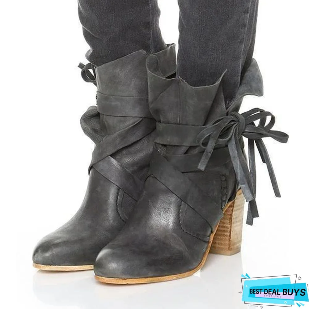 Chunky Heel Martin Boots Outdoor Ankle Boots