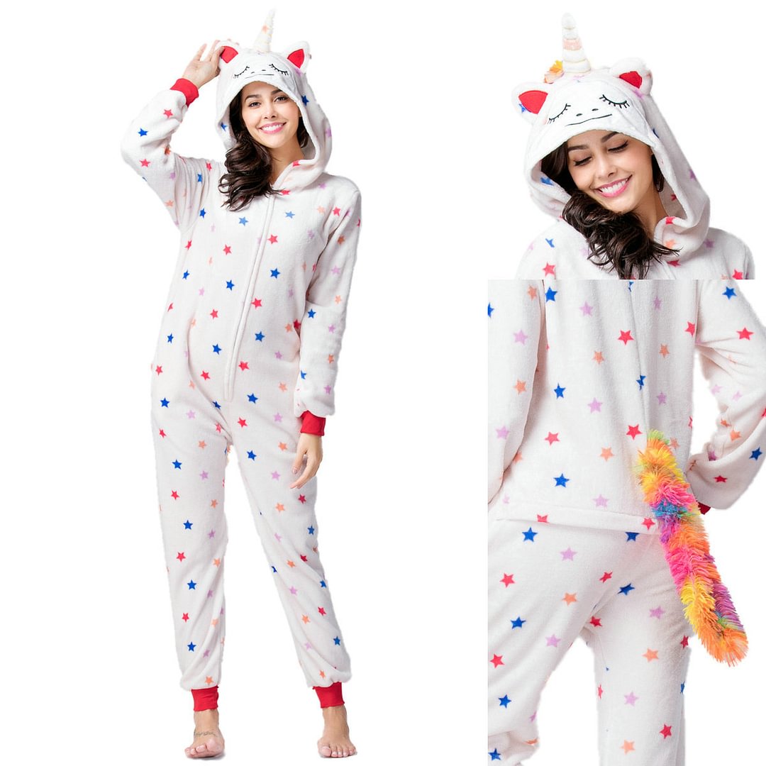Star Unicorn Animal Kigurumi Onesies Printed Pajamas for Adult-Pajamasbuy