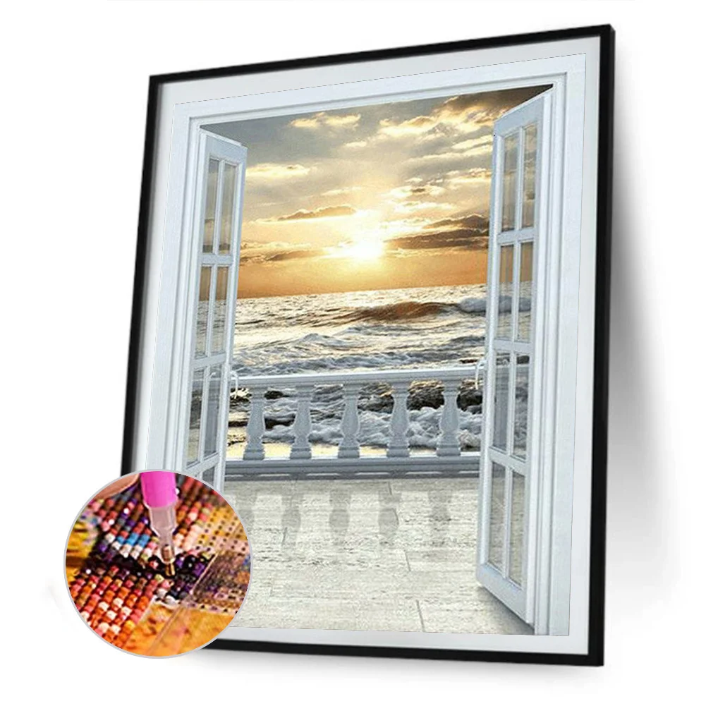 Full Square Drill Mosaic Poster 5D DIY Diamond Painting Beach Sunset Kit
