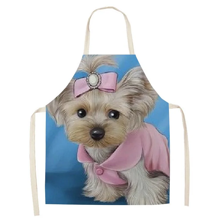 Waterproof Linen Kitchen Apron -dog