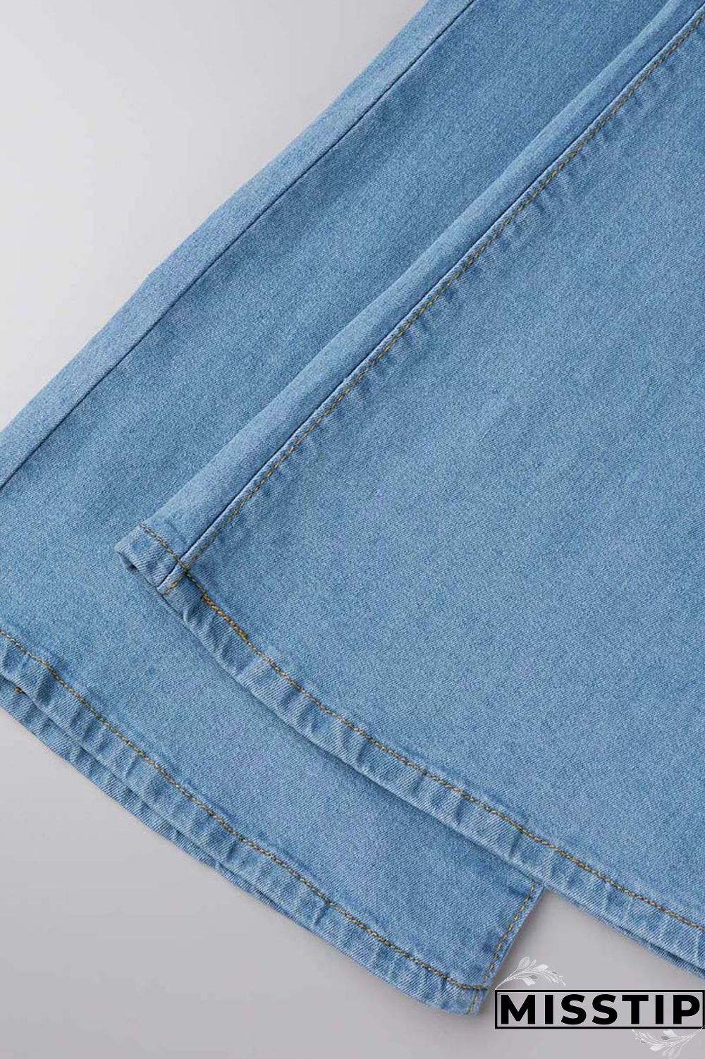 Light Blue Casual Solid Patchwork Plus Size Jeans