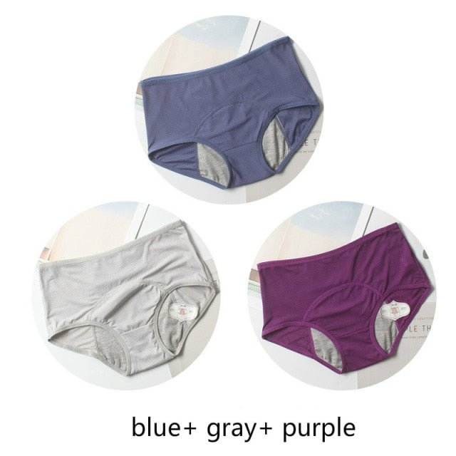3pcs Leak Proof Menstrual Panties Physiological Pants Women Underwear Period Comfortable Waterproof Briefs