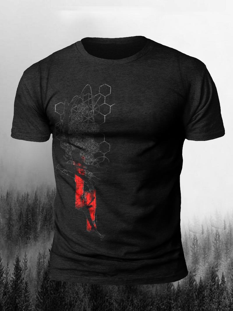 Abstract Geometric Ink Painting Printed T-shirt