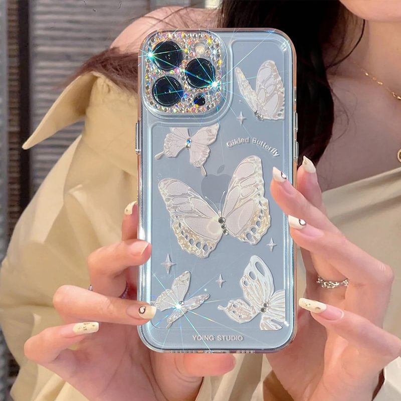 Luxury Butterfly Bling Rhinestone Transparent case for iPhone
