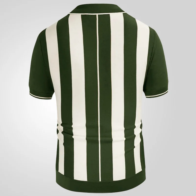 Uveng Uveng Men's Summer New Striped Spliced Knitted Knitted Short-Sleeved Polo Shirt Tide SY0117