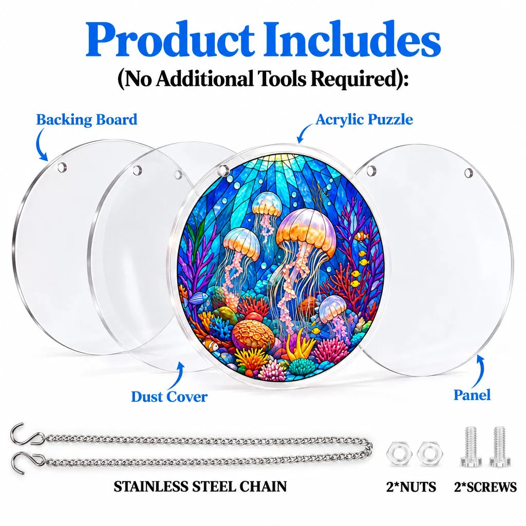Jellyfish Ocean Stained Glass Suncatcher Puzzle