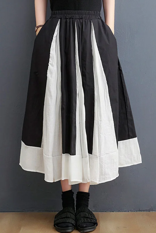 Black Loose Casual Color Block Skirt
