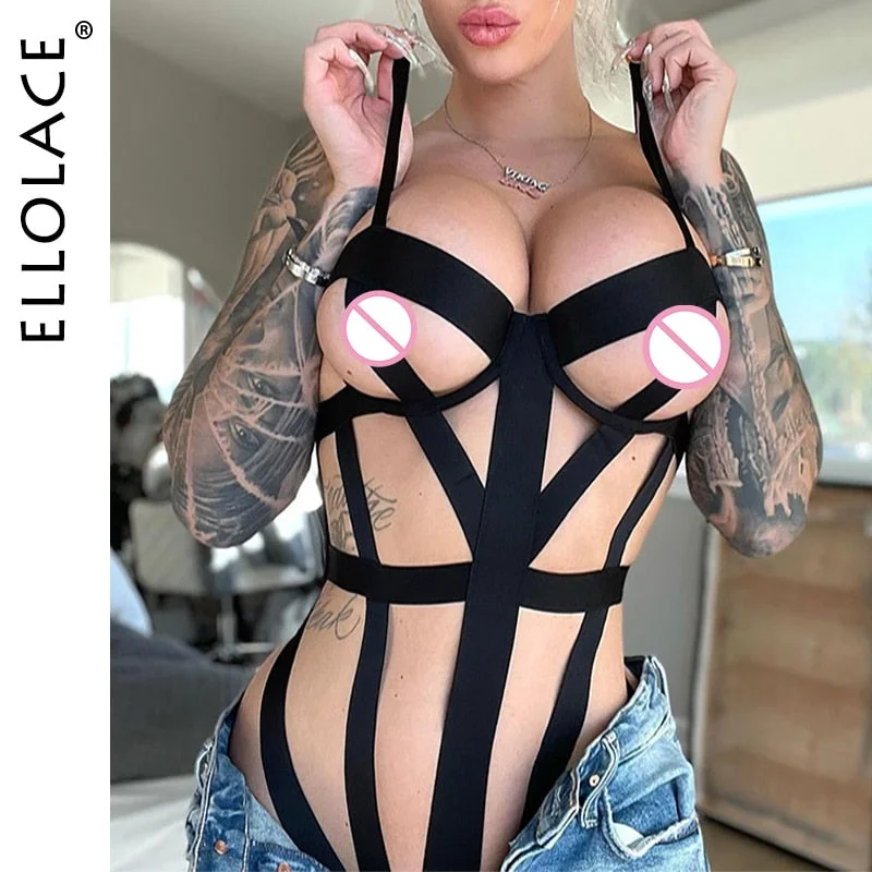 Ellolace Bodysuit Floral Transparent Bodys For Women Sexy Hollow Out Babydolls Overalls for Women Sexy Women's Lace Bodysuit