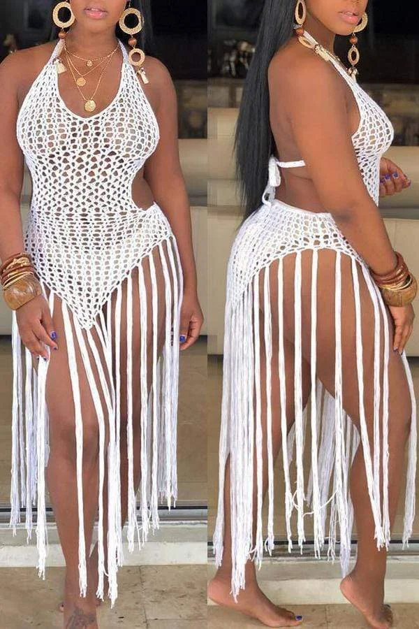 Sexy Hollow-out Tassel Design Swimdresses