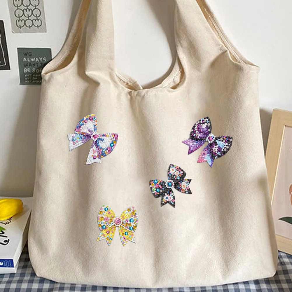 4Pcs DIY Bow Tie Diamond Painting Brooch Diamond Painting Pins Jewelry Kit