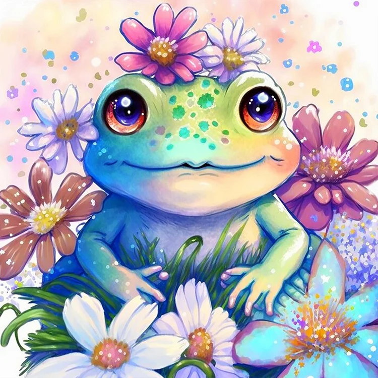 Flower And Frog 30*30CM (Canvas) Full Round Drill Diamond Painting gbfke