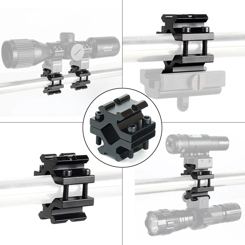 ohhunt® Double Rail 20mm Rail Barrel Mount Adapter for Scope Rifle Shotgun Flashlight