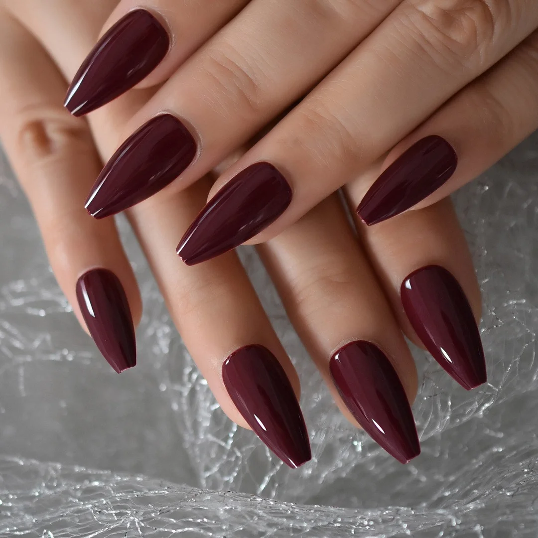 Medium Nails Glossy Manicure Fake Nails Coffin Pure Color Chooseful UV Nails False Fingernails Tips Supplies For Profrssionals-Nail Inspo