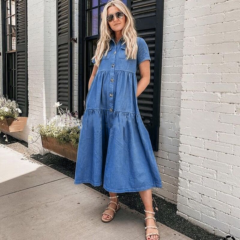  thdmladies Your Best Self Chambray Button Up Midi Dress thedmladies