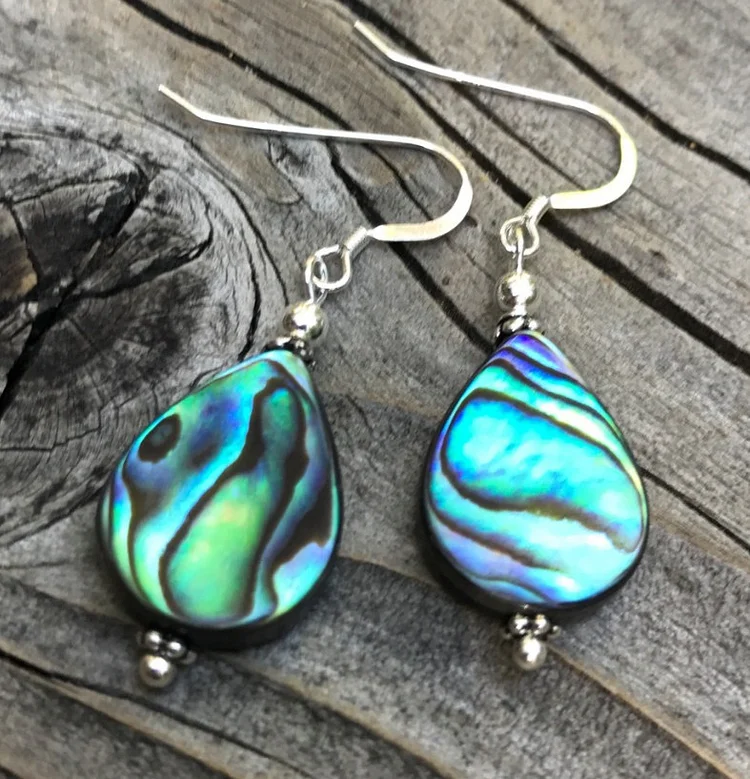 Vintage Ocean Water Drop Abalone Shell Earrings