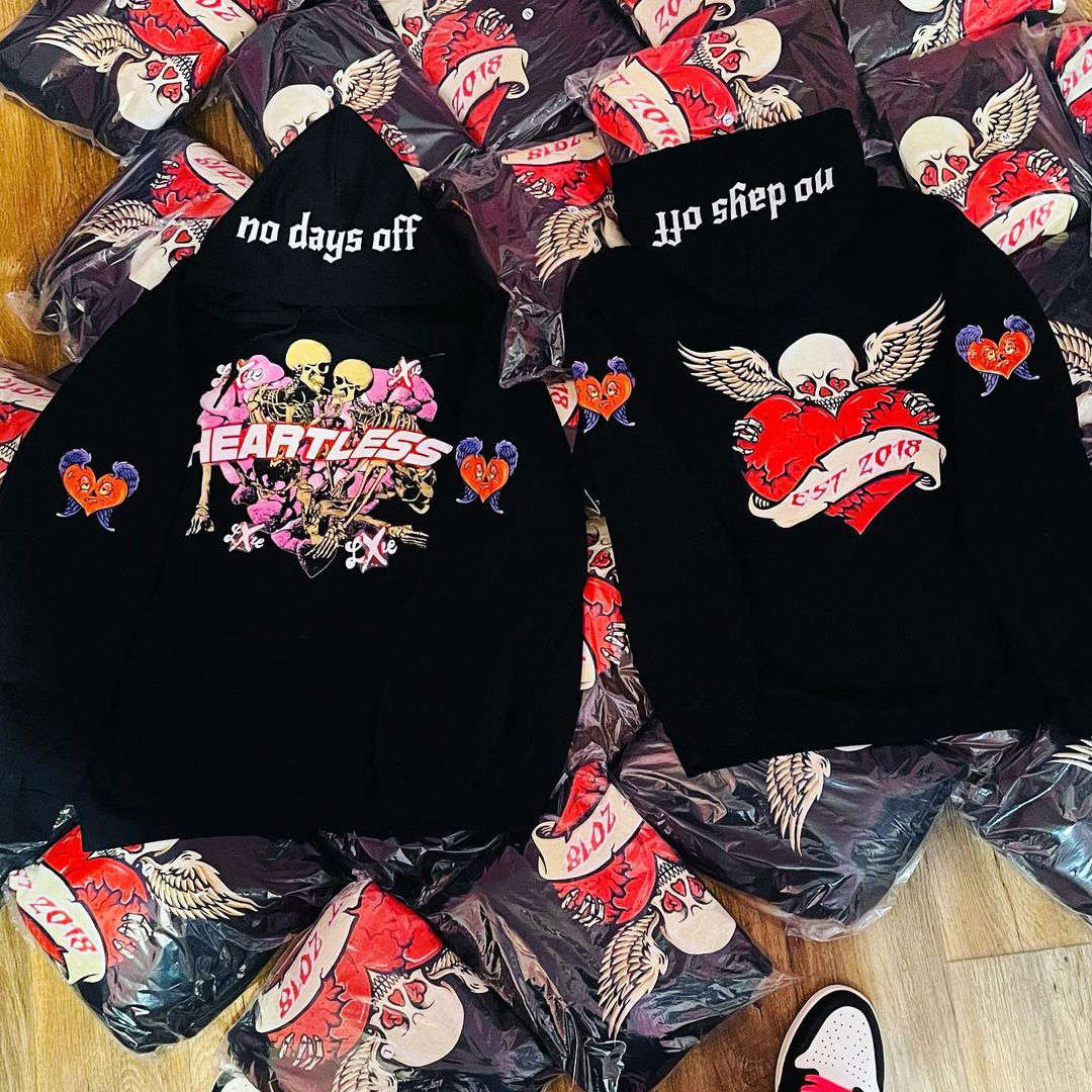 Loveciss Street Love Skull Letters Contrast Print Men's Hoodie