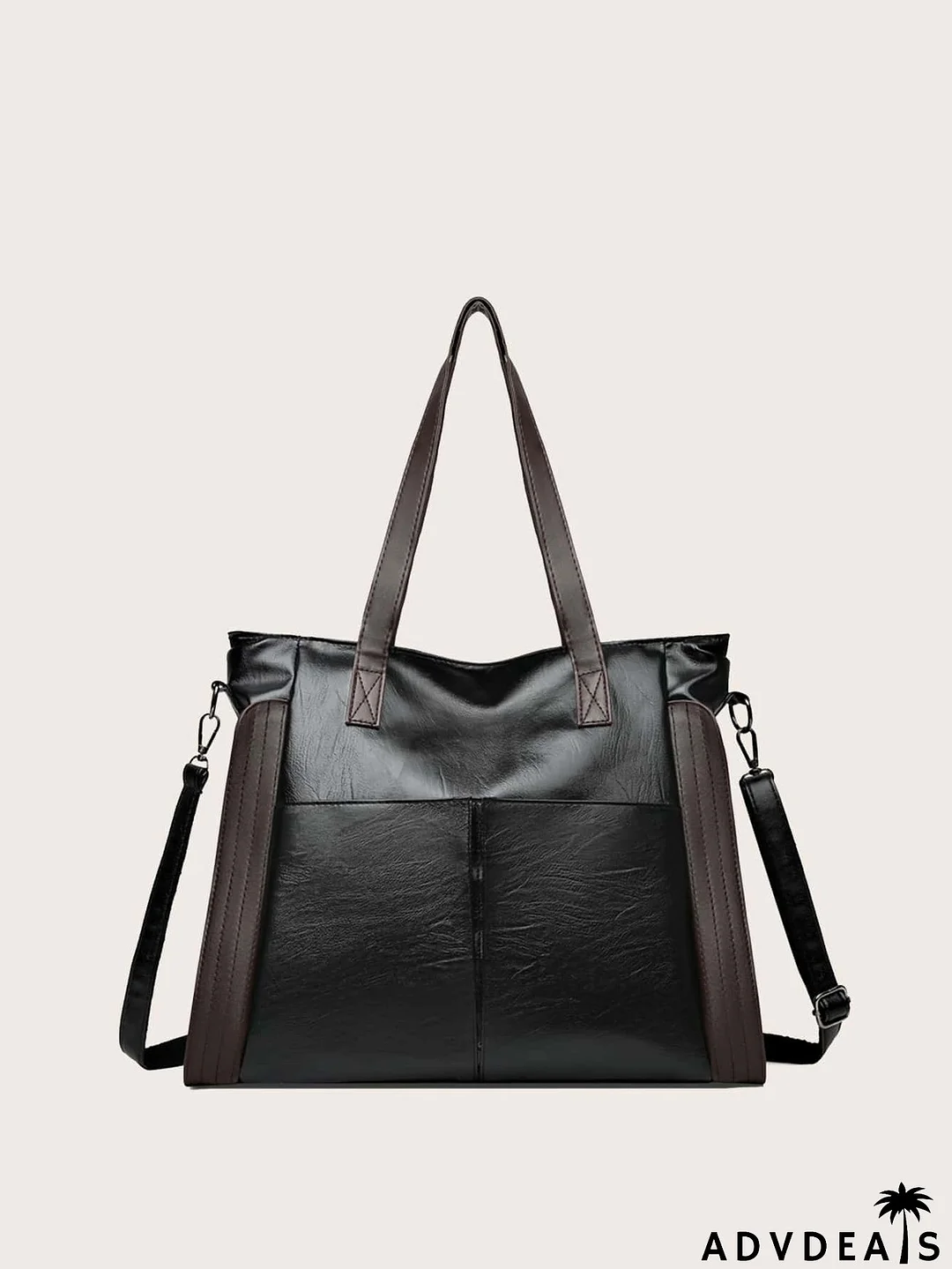 Vintage Design Contrast Binding Tote Bag