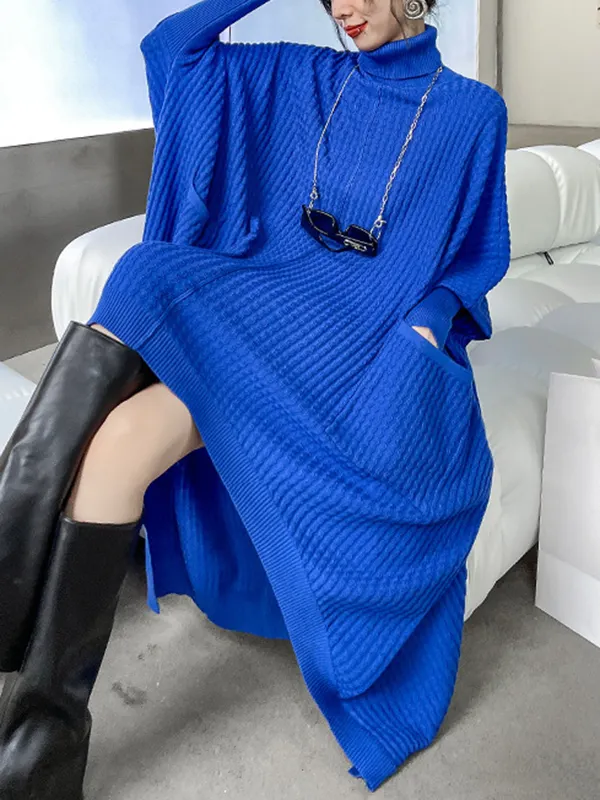 Moxidress Cowl Neck Batwing Sleeves Loose Sweater