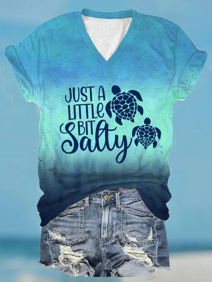 🔥Buy 3 Get 10% Off🔥Women's Hawaiian Just a Little Bit Salty Print  Casual T-Shirt
