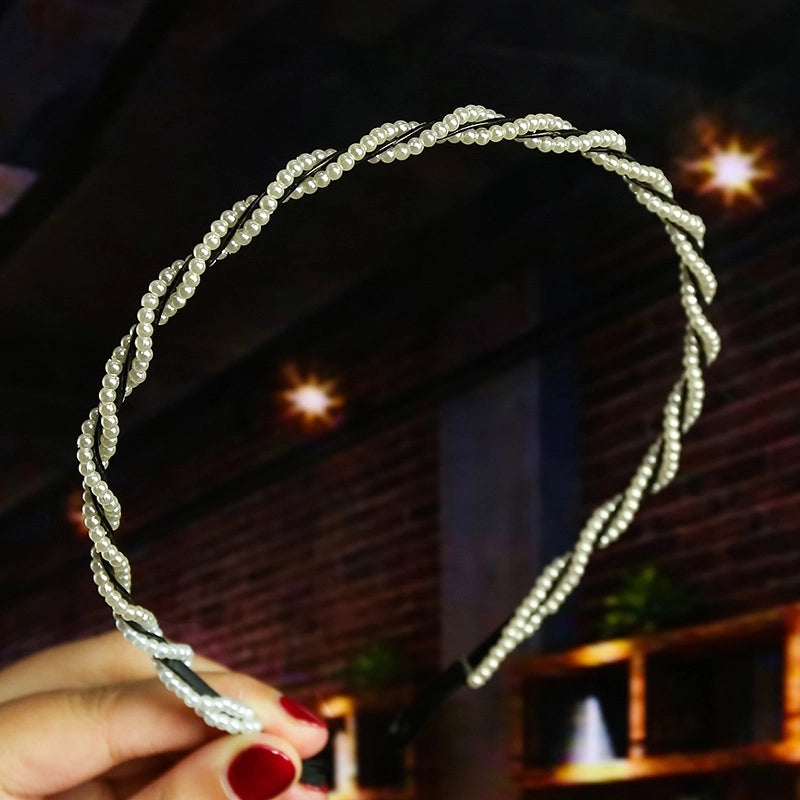 Women’s Fashion Waves Alloy Inlay Artificial Pearls Headwear