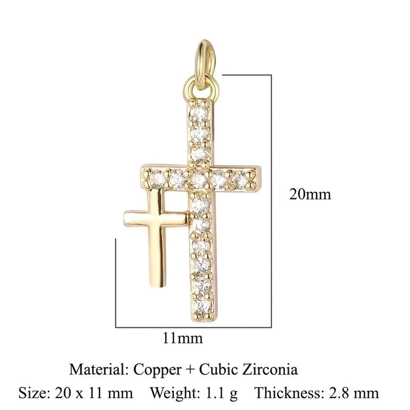 3 Pieces Copper Zircon 18K Gold Plated Cross Moon Eye