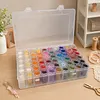 60Round Bottles with Insert Diamond Painting Containers Multi Purpose Portable Plastic Case Box with Stickers & Compartments Arts Crafts Storage Bottle for Hardware Rhinestone (60PCS)