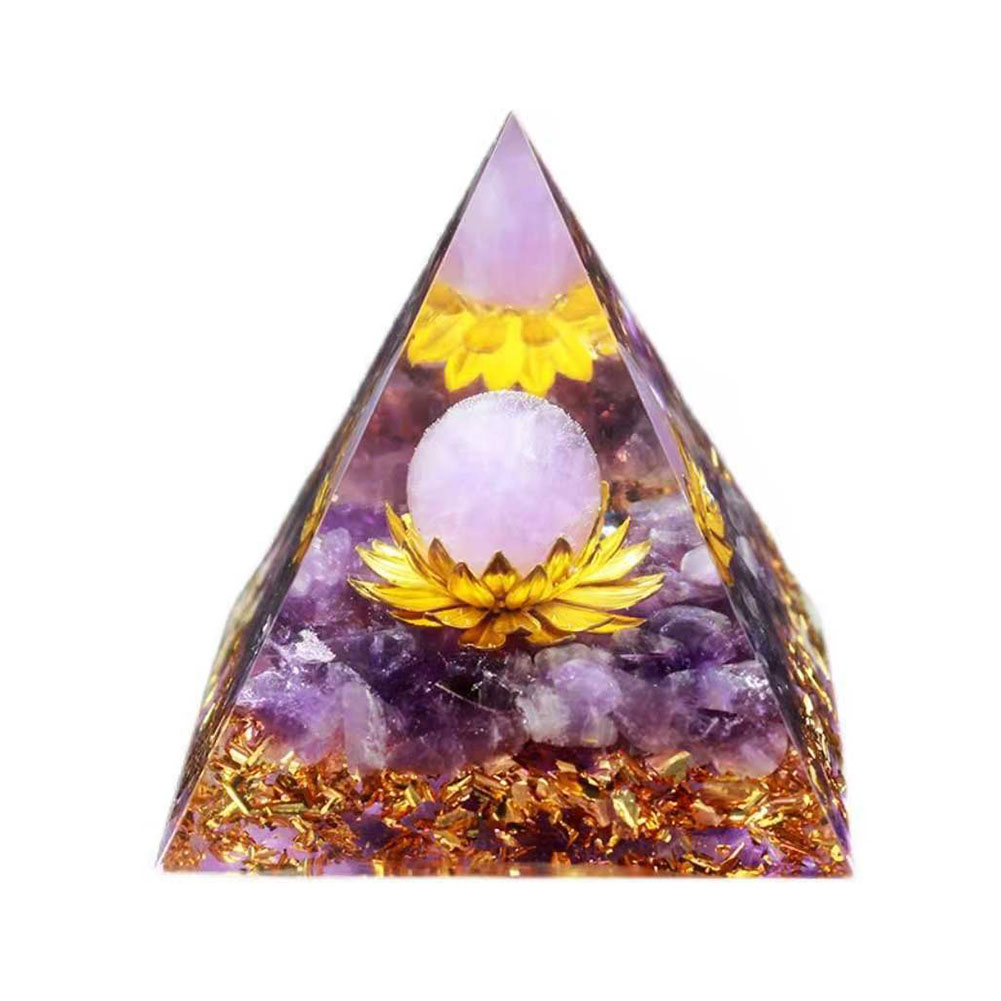 5cm Natural Crystals Orgonite Pyramid Energy Generator Healing Ornament (E)