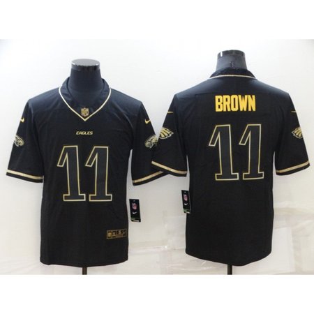 Men's Philadelphia Eagles #11 A. J. Brown Black/Gold Salute To Service Limited Stitched Jersey P6MC