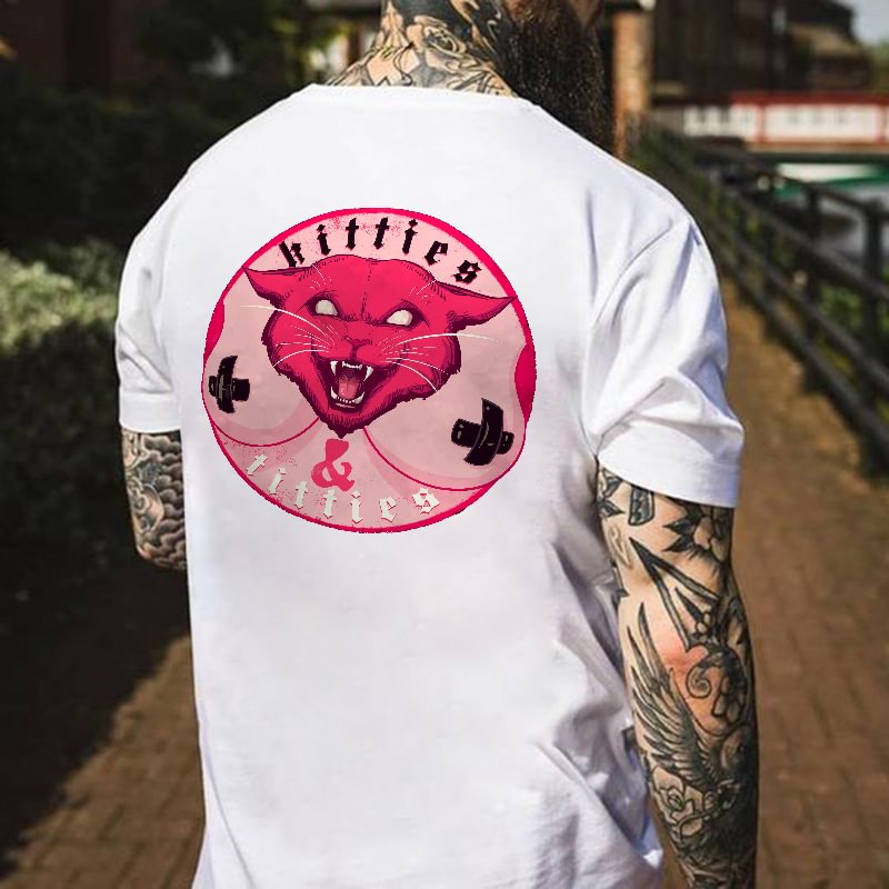 Cat Letters Printed Casual Men's T-shirt - Krazyskull