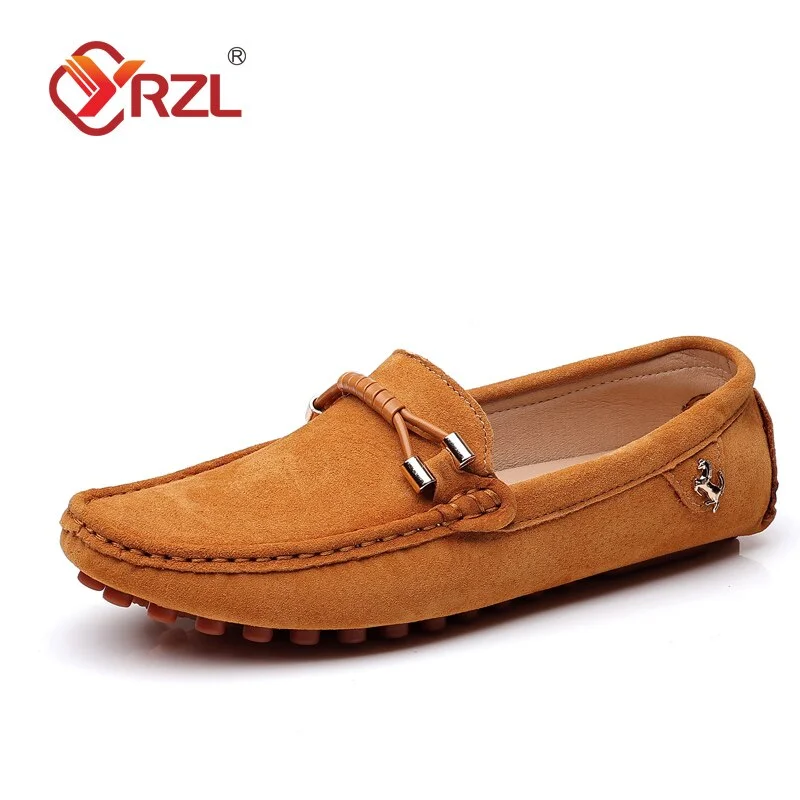 YRZL Men Loafers Shoes 2022 Spring New Fashion Handmade Boat Shoes Male Moccasins Comfy Suede Loafers for Men