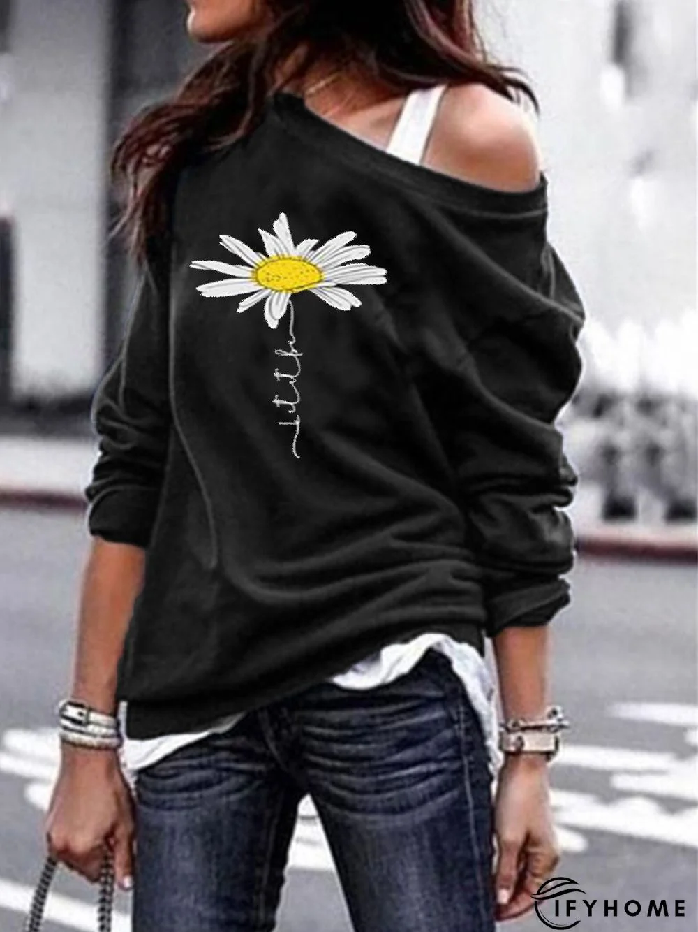 Cotton-Blend Long Sleeve Printed Hoodies & Sweatshirt | IFYHOME