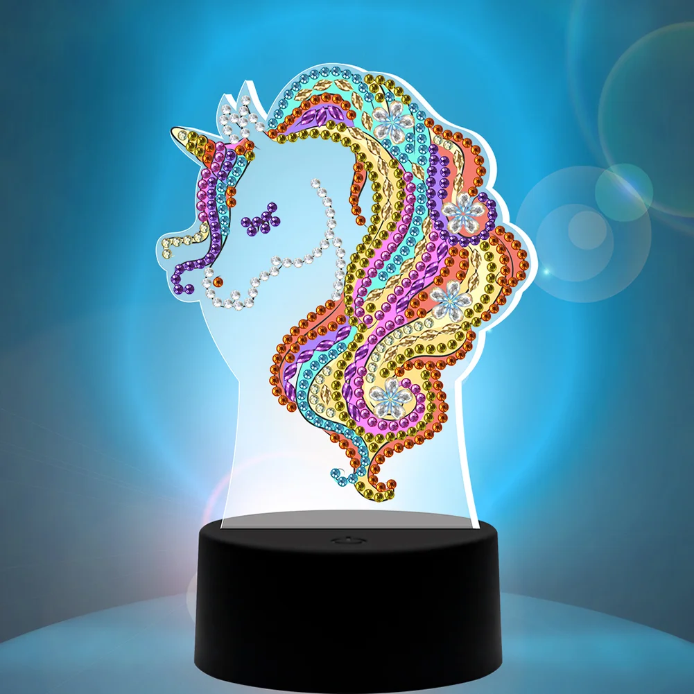 DIY Diamond Painting LED Light Horse Embroidery Night Lamp Needlework Decor