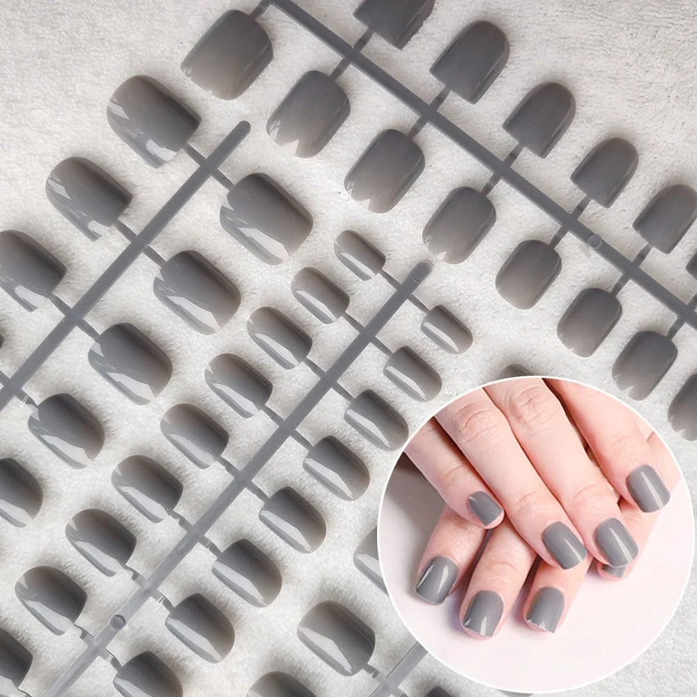 5 Sets Of 24 Pieces Per Unit Round Colored False Nails Tips Full Cover 10 Size Fake Nails For DIY Acrylic Press On Nail Tips-Nail Inspo