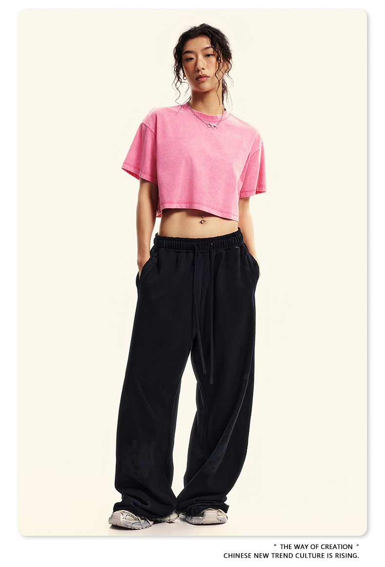 Solid Casual Crew Neck Short Sleeve Cropped T-Shirt