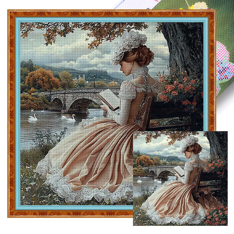 【Huacan Brand】Victorian Girl (50*50cm) 11CT Stamped Cross Stitch gbfke