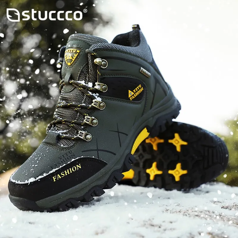 Men Boots Fashion Casual Water Proof Shoes Army Boots Men Winter Boot Black Platform Sneakers Mens Safety Shoe Warm Snow Boots