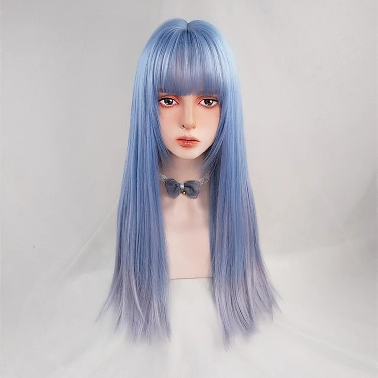 Fashion Blue Gray Long Wig SP17913