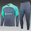 2023/2024 Barcelona Half-Pull Training Suit Green-Gray Jersey Set joyfball