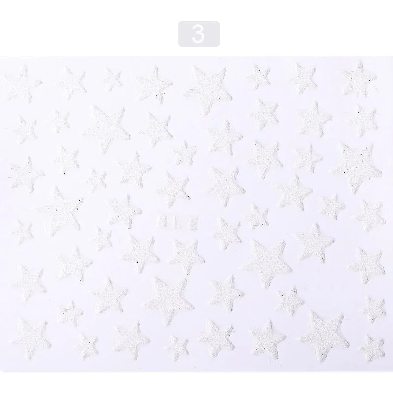1 Sheet 3D Nail Slider Stars Glitter Shiny Decoration Decal DIY Transfer Adhesive Colorful Nail Art Tips