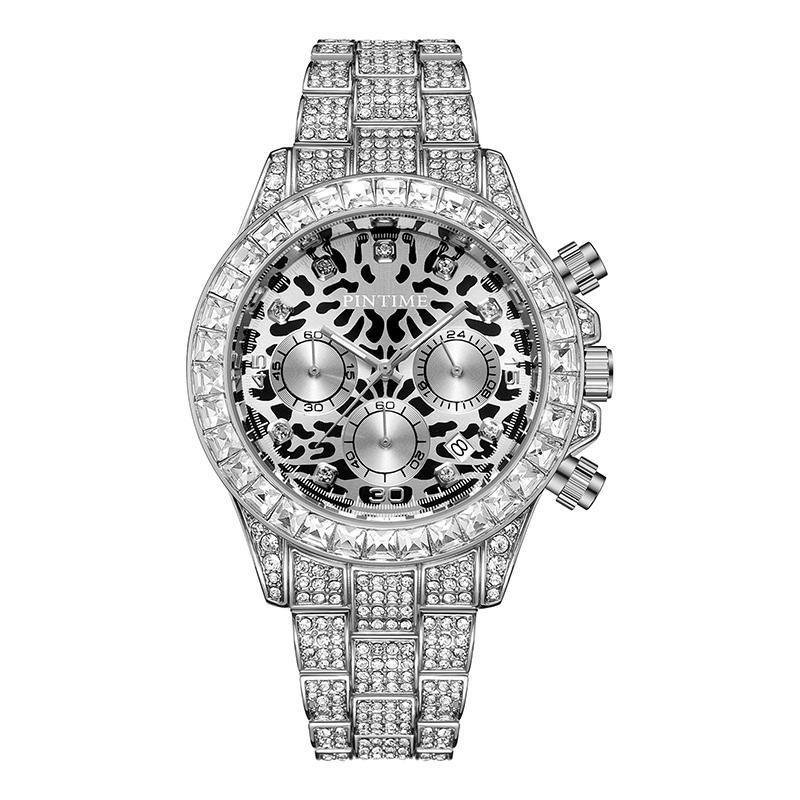 Hip Hop  Leopard Chronograph Men Rhinestone Watch-VESSFUL
