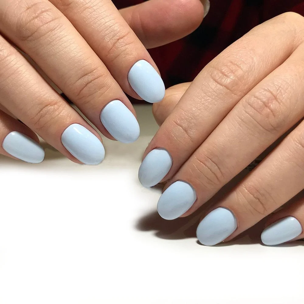 24Pcs Shiny Nude Oval Fake Nails For Children Natural Artificial Press On False Nails DIY Finger Tip Manicure Tools-Nail Inspo