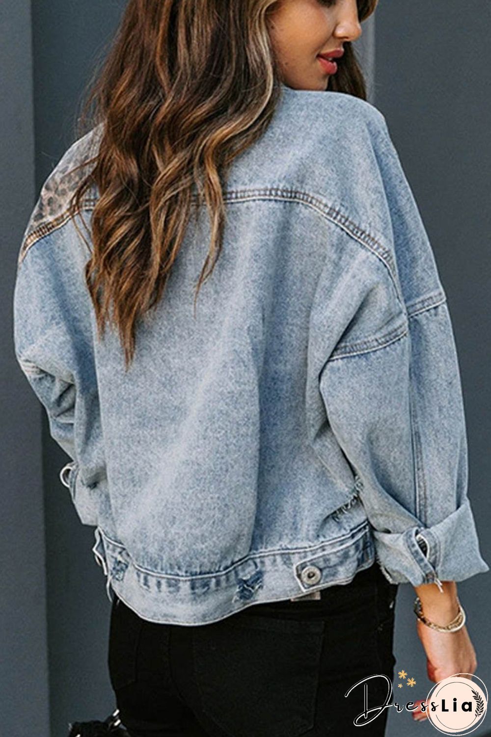 Denim Leopard Patchwork Jacket