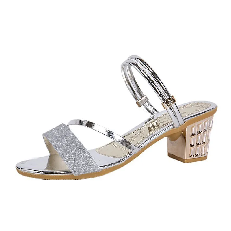 Breakj Breakj Version Of The Heel Sandals Woman 2025 New Comfortable Coarse Fashion Sleek One Shoe Two Wearing One-Character Buckle Sandals