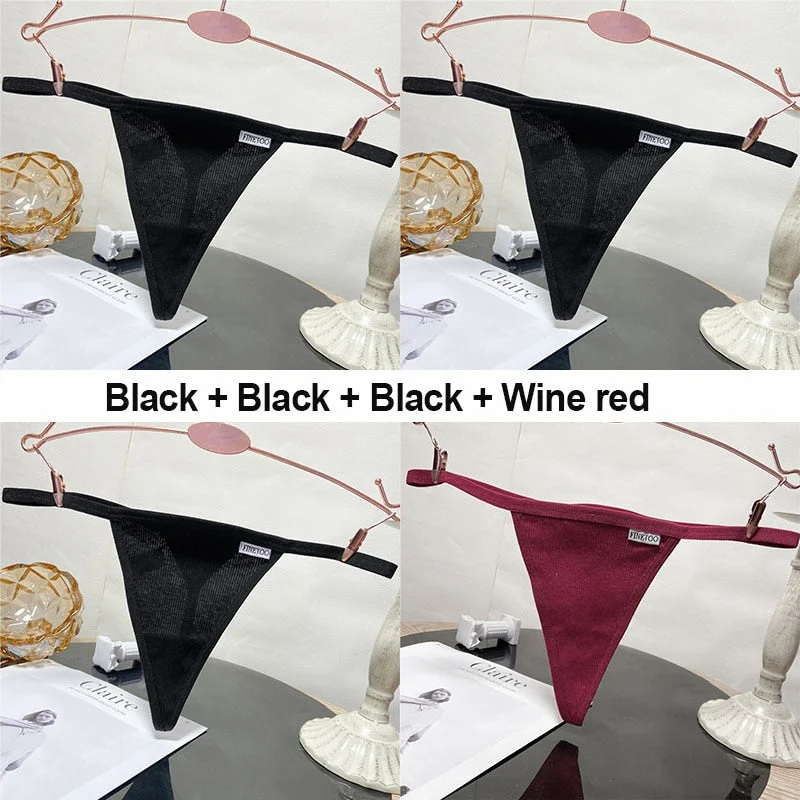 4PCS/Set Sexy G-String Women's Panties Cotton Underwear Lingerie for Female Underpants T-Back Panties Briefs Thong Intimates